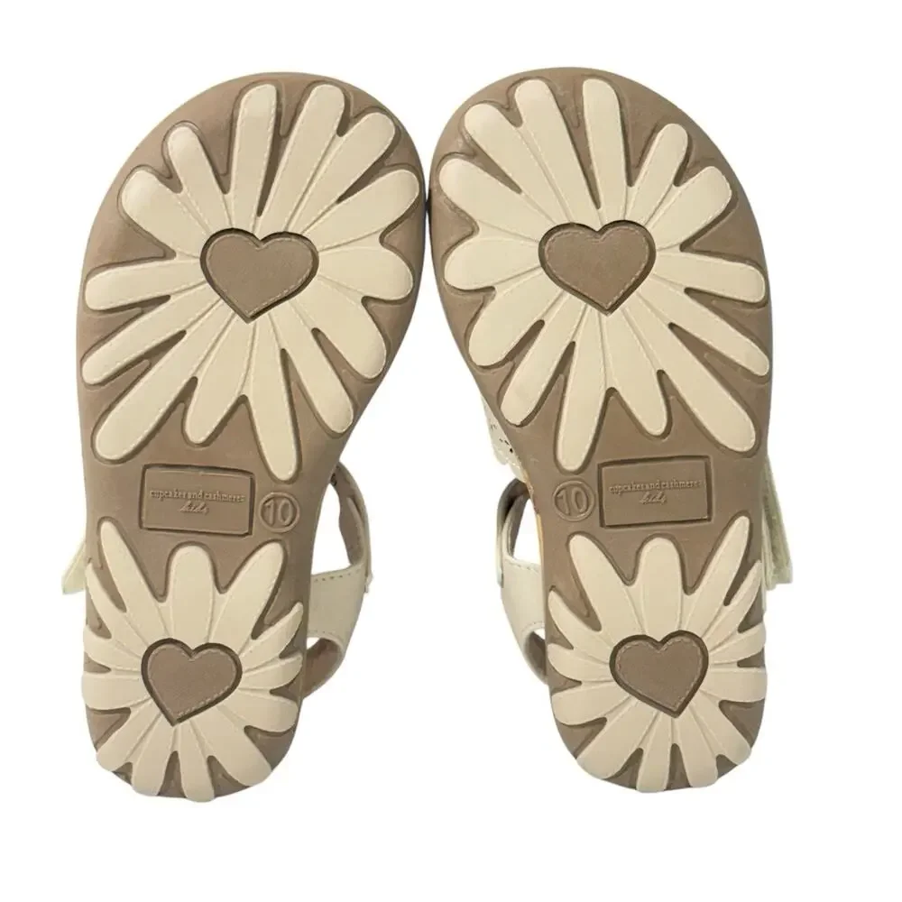 Cupcakes and Cashmere scalloped Beige Sandal Toddler Girls Adjustable SZ/10